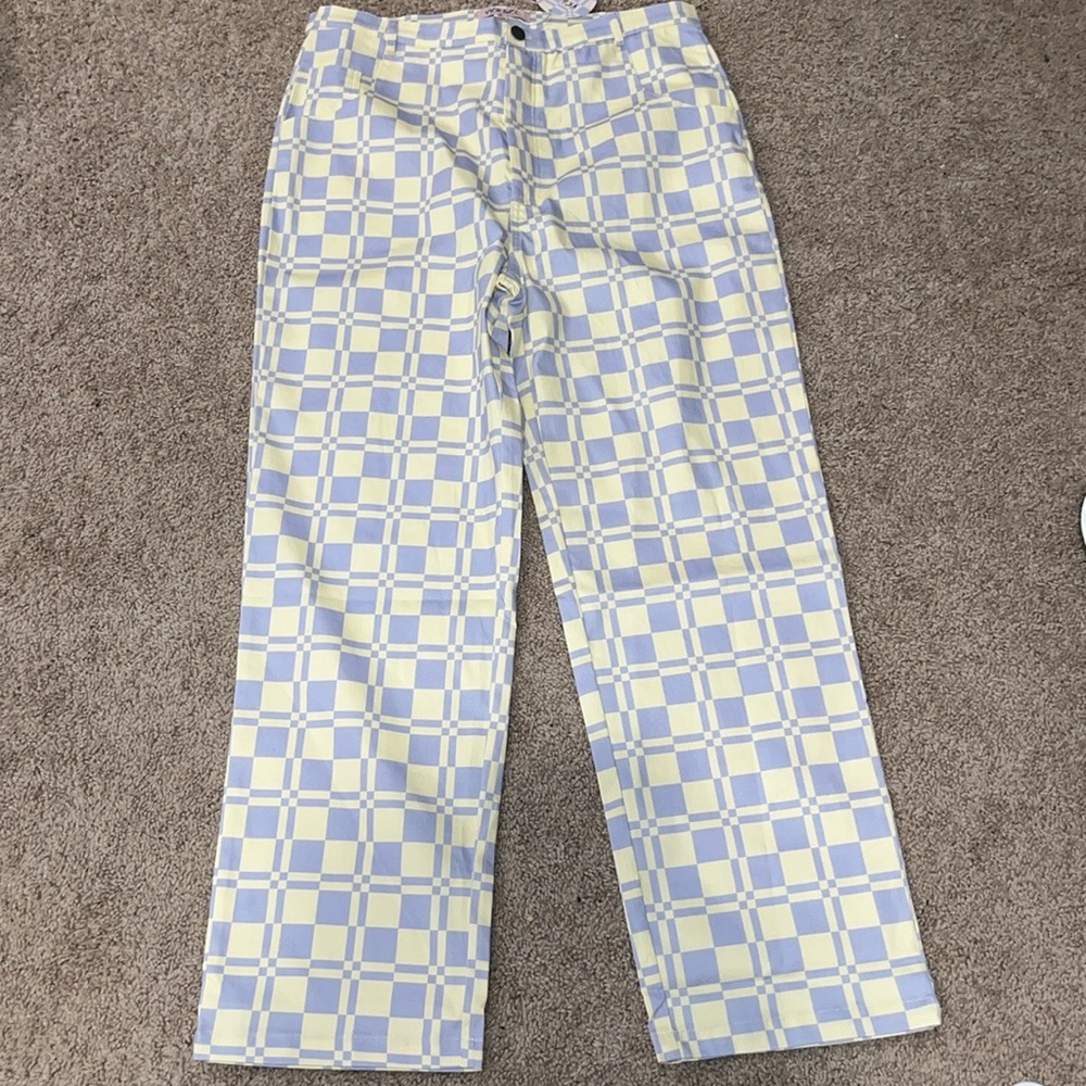 VRG GRL X BRIT HARVEY lilac checkered pants NWT
